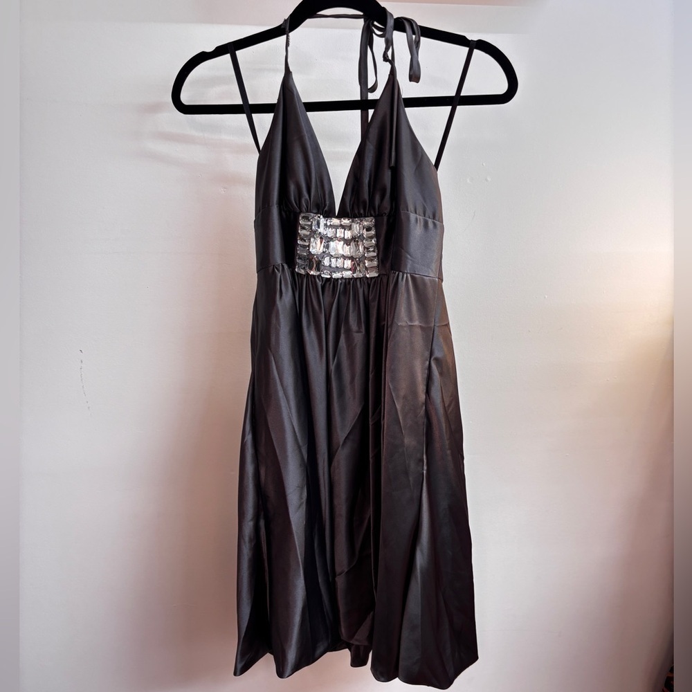 Cache Silver Gray Mini Formal Dress